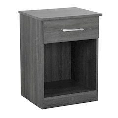 Gray Bedroom Nightstand with Casual Style and Metal Drawer Glides