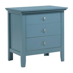Teal Bedroom Nightstand with Three-Drawer Storage and Casual Style