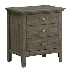 Smoked Gray Nightstand with 3 Drawers and Casual Style