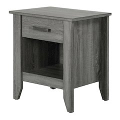 Gray Nightstand with Contemporary Style, Rta Drawer Construction, Metal Glides