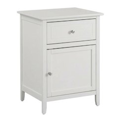 White Bedroom Nightstand with Dovetailed Drawer and Transitional Style
