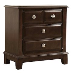 Cappuccino Nightstand with Dovetailed Drawers and Metal Glides