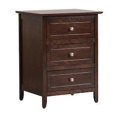 Cappuccino Nightstand with Dovetailed Drawers and Metal Glides