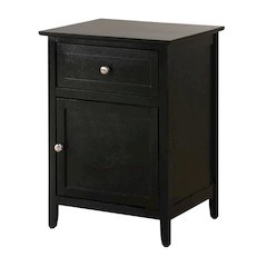 Black Bedroom Nightstand with Dovetailed Drawer and Transitional Style