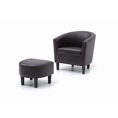 Accent Chair with Ottoman Set, Compact Lounge Chair for Bedroom, Dark Brown