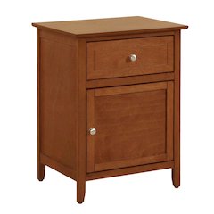 Oak-Colored Transitional Nightstand, Dovetailed Drawer, Metal Glide for Storage