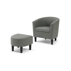 Accent Chair with Ottoman Set, Compact Lounge Chair for Bedroom, Gray
