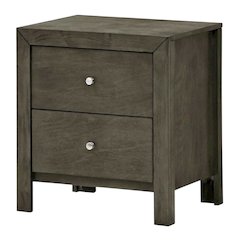 Gray Bedroom Nightstand with Dovetailed Drawers and Transitional Style