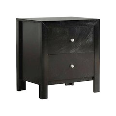 Black Bedroom Nightstand with Dovetailed Drawers and Transitional Style