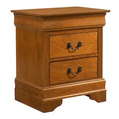 Traditional Oak Night Stand with Dovetailed Drawers and Metal Glides