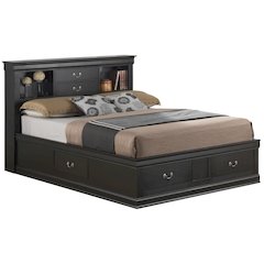 Glory Furniture Louis Phillipe Full Storage Bed in Black Color