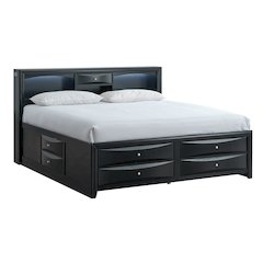 Platform Bed Frame with Headboard, Modern Wooden Bed Frame Bedroom, Black, Full