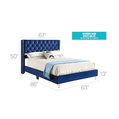 Glory Furniture Julie Full Bed in Navy Blue Color