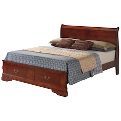 Glory Furniture Louis Phillipe King Storage Bed in Cherry Color