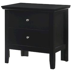 Black Nightstand with 2 Drawers, Wooden Bedside Table for Bedroom