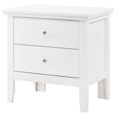 White 2 Drawer Nightstand, Traditional Wood Nightstand with Storage