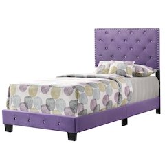 Modern Purple Twin Bed Frame, Stylish Platform Bed for Youth Rooms