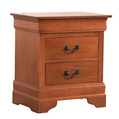 Wooden Nightstand with 2 Drawers in Oak Finish for Bedroom Use