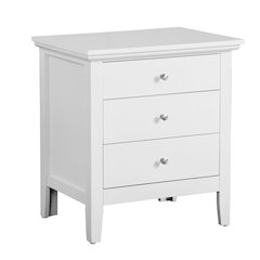 White 3 Drawer Nightstand, Wooden Bedside Table with Ample Storage Space