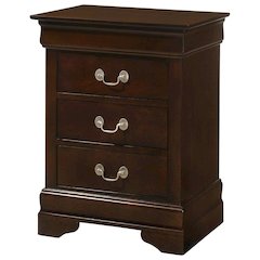 Cappuccino Nightstand with Traditional Style and 3 Drawers