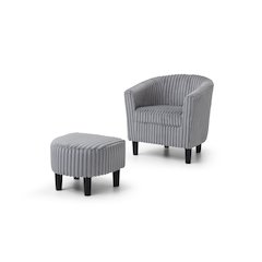 Accent Chair with Ottoman Set, Compact Lounge Chair for Bedroom, Gray