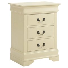 Beige Nightstand with Traditional Style and Multiple Drawers