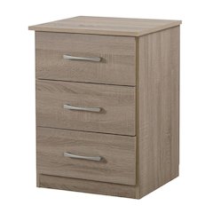 Sandle Wood Nightstand with 3 Drawers and Contemporary Design