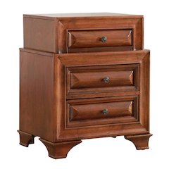 Transitional Nightstand in Oak Finish with 3 Drawers and Metal Glides