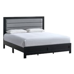 Wooden Platform Bed Frame with Headboard, Bedroom Bed Furniture, Black, King