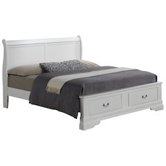 Glory Furniture Louis Phillipe King Storage Bed in White Color