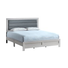 Wooden Platform Bed Frame with Headboard, Bedroom Bed Furniture, Beige, King