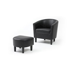 Accent Chair with Ottoman Set, Compact Lounge Chair for Bedroom, Black