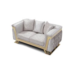 Glory Furniture Rebecca Loveseat , Shiny Silver