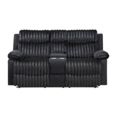 Plush Reclining Love Seat Black
