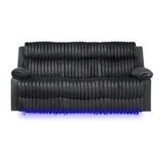 Plush 3 Seaters Sofa withTable with Led Belt Black