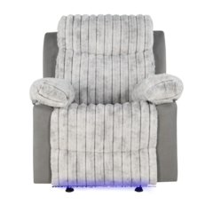 Plush Glider Recliner Chair with Led Belt Gray