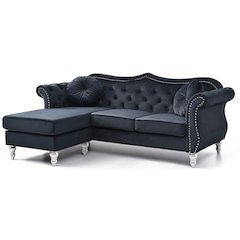 Glory Furniture Hollywood Sofa Chaise in Black Color