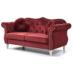 Glory Furniture Hollywood Loveseat in Burgundy Color