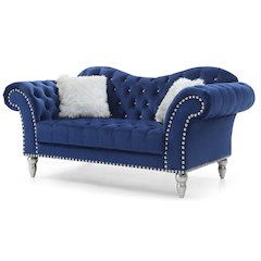 Glory Furniture Wilshire Loveseat in Blue Color