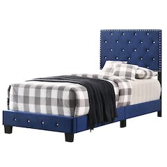 Glory Furniture Suffolk Twin Bed in Navy Blue Color