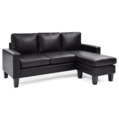 Glory Furniture Jenna Sofa Chaise in Black Color