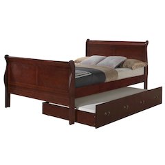 Glory Furniture Louis Phillipe Full Trundle Bed in Cherry Color