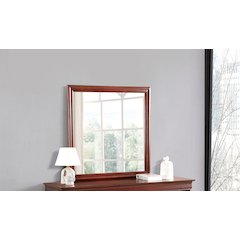 Glory Furniture Louis Phillipe Mirror in Cherry Color