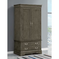 Glory Furniture Louis Phillipe Armoire in Gray Color
