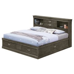 Glory Furniture Louis Phillipe Queen Storage Bed in Gray Color