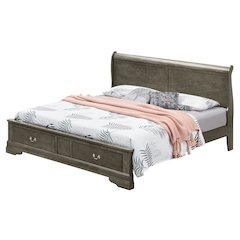 Glory Furniture Louis Phillipe Queen Storage Bed in Gray Color