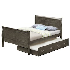 Glory Furniture Louis Phillipe Full Trundle Bed in Gray Color