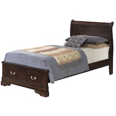 Glory Furniture Louis Phillipe Twin Storage Bed in Cappuccino Color
