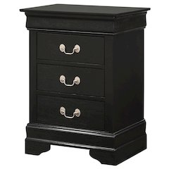Glory Furniture Louis Phillipe Night Stand in Black Color