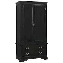 Glory Furniture Louis Phillipe Armoire in Black Color